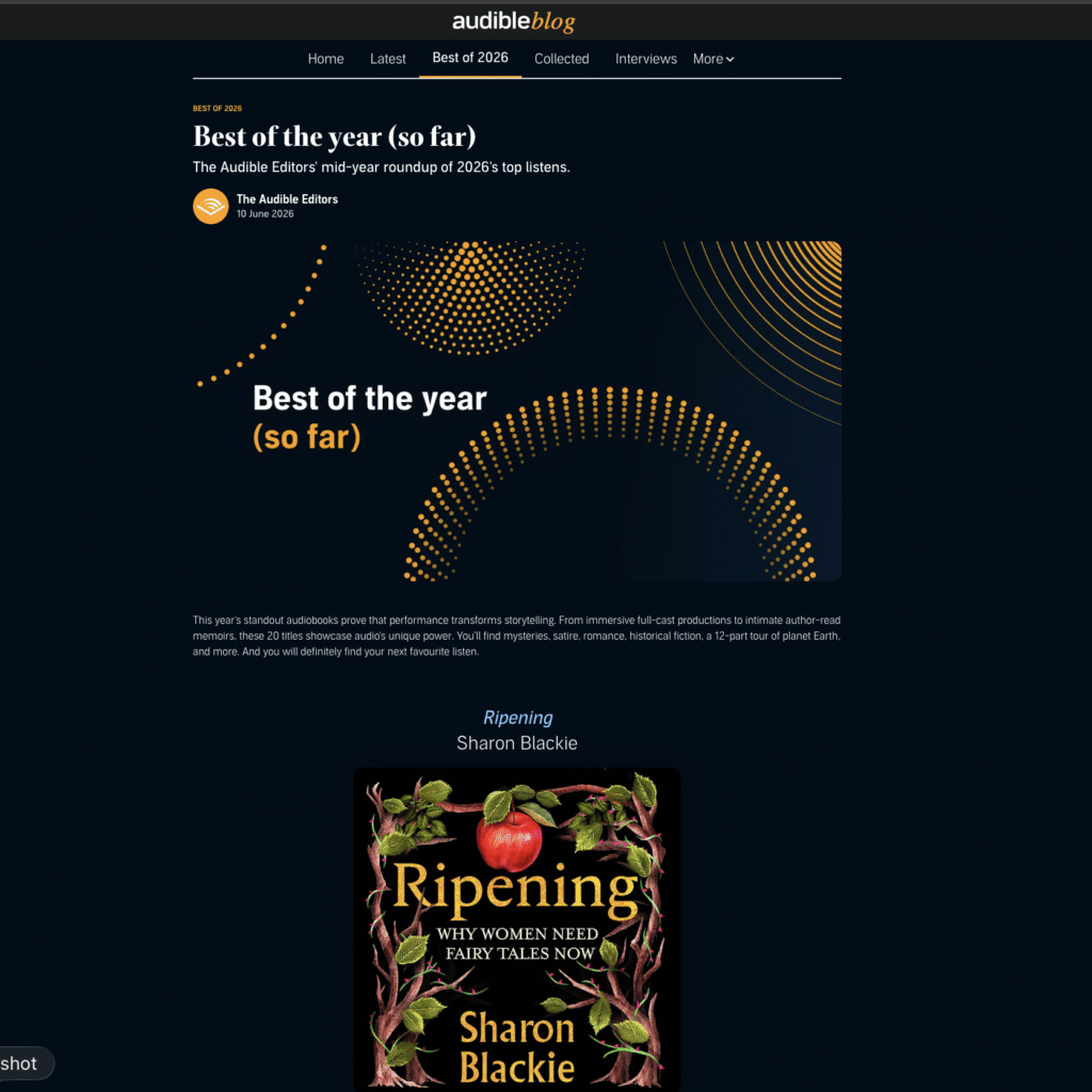 ripening audiobook by sharon blackie, best of 2026 so far on audible